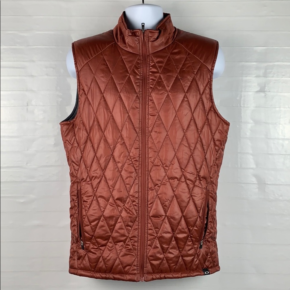 Oakley Quilted Zip-Up Vest in Rust Brown